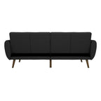 Dark Grey Linen Futon Sofa Bed with Modern Mid-Century Style Wooden Legs