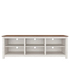 Farmhouse TV Stand in Grey Oak with Brown Wood Finish Top for TVs up to 70-inch