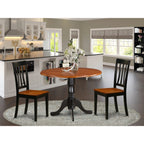 East West Furniture DLAN3-BCH-W 3 Piece Dinette Set for Small Spaces Contains a Round Dining Table with Dropleaf and 2 Dining Chairs, 42x42 Inch, Black & Cherry