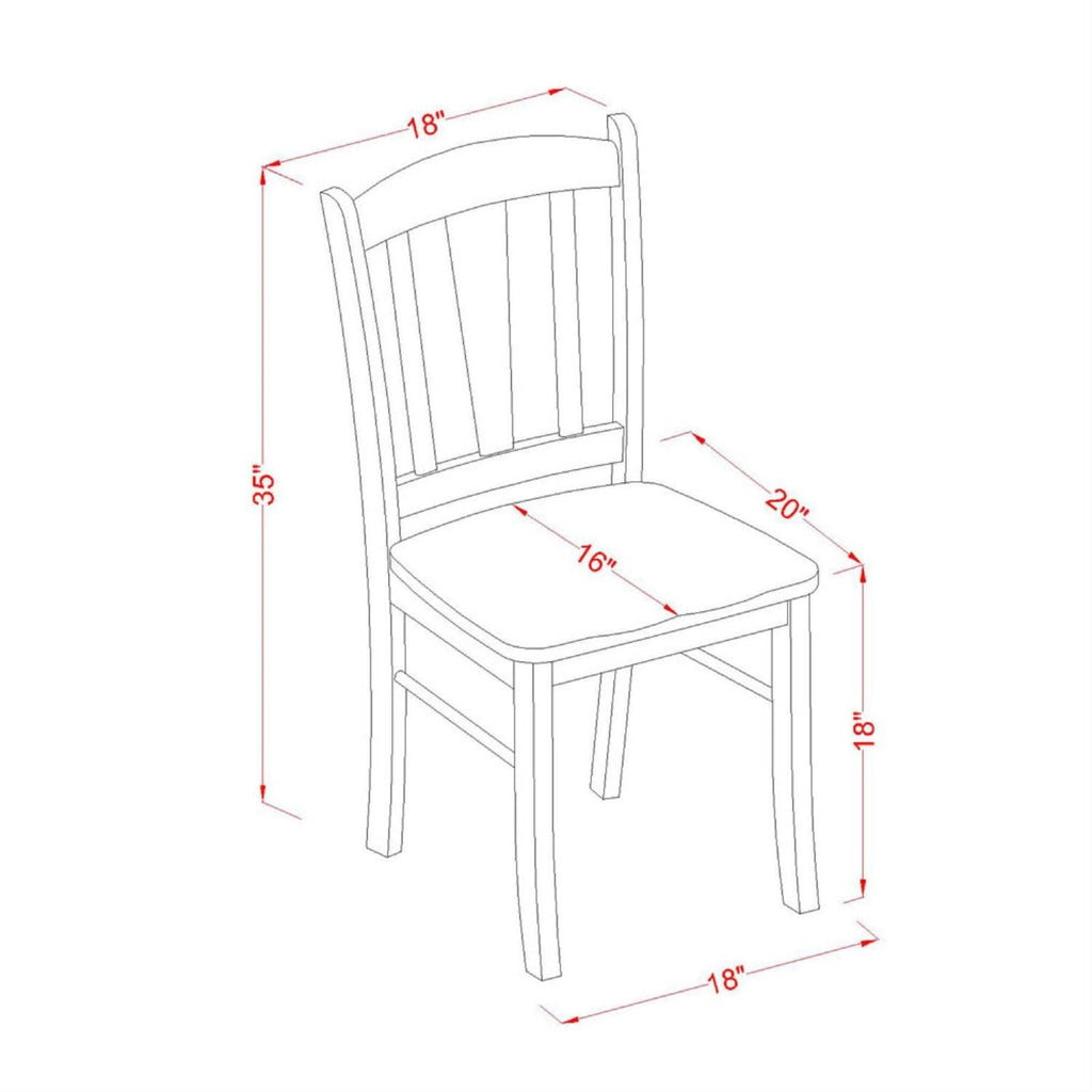 East West Furniture DLC-OAK-W Dublin Dining Chairs - Slat Back Wooden Seat Chairs, Set of 2, Oak