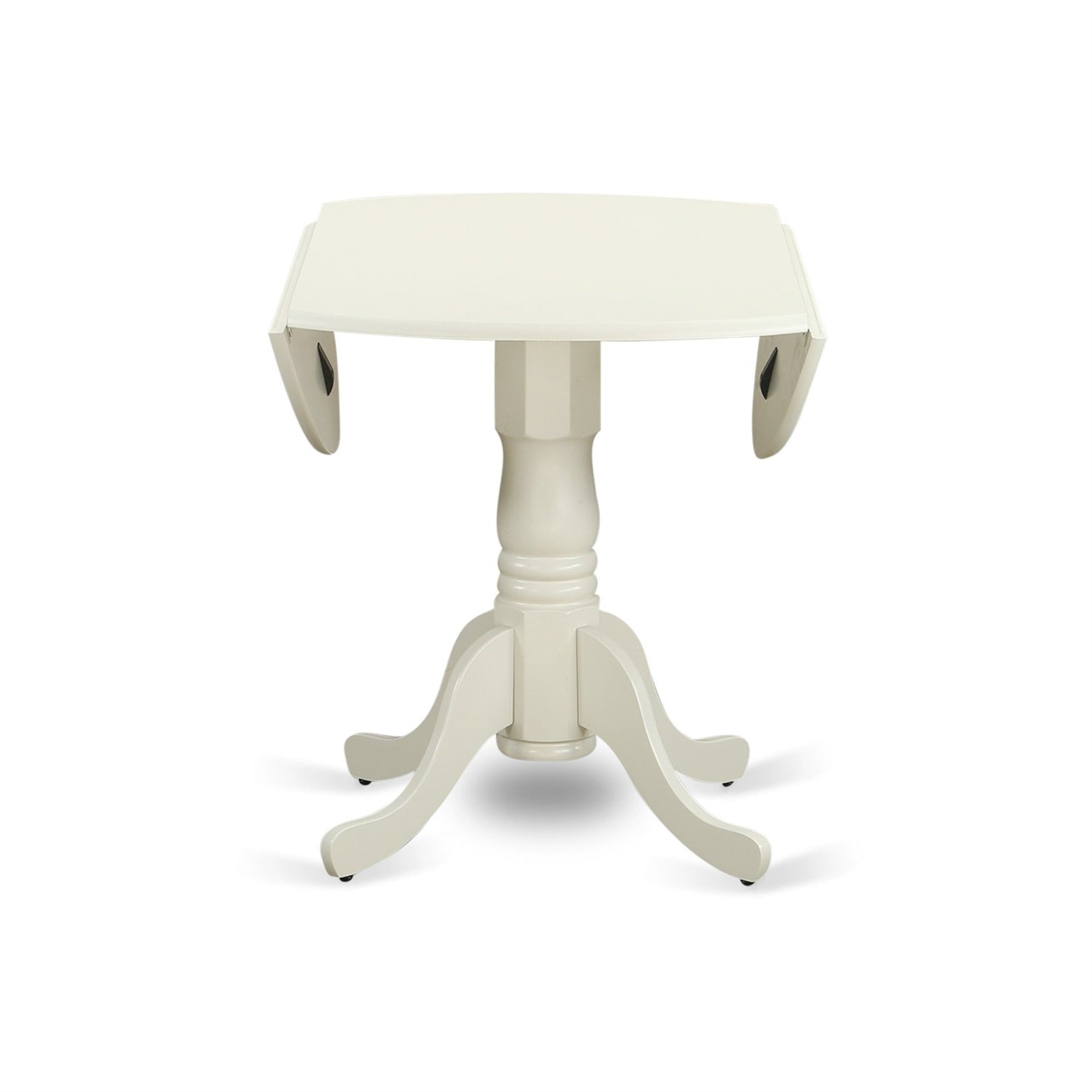 East West Furniture DLDO5-WHI-W Dublin 5 Piece Room Set Includes a Round Kitchen Table with Dropleaf and 4 Dining Chairs, 42x42 Inch, Linen White