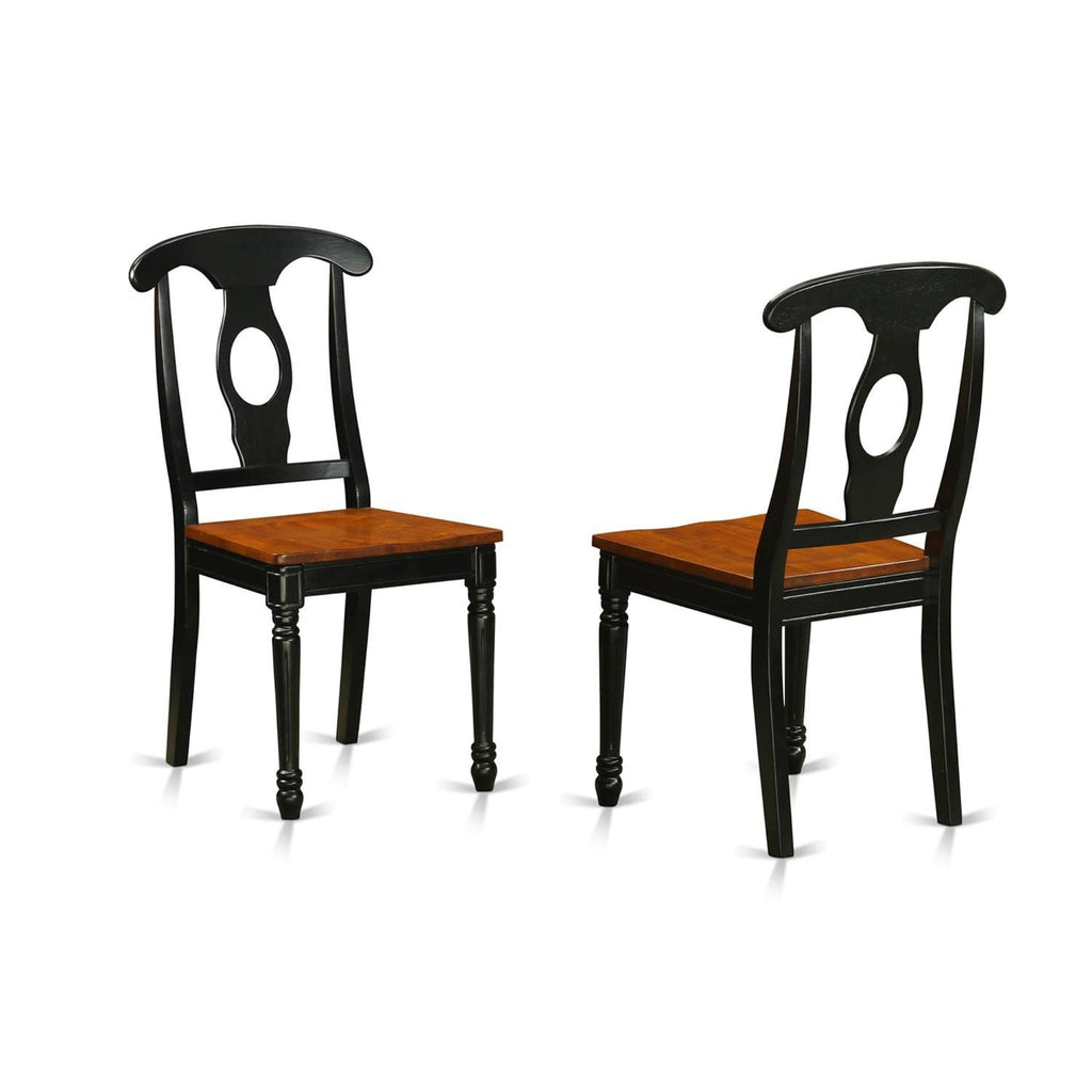 East West Furniture DLKE5-BCH-W 5 Piece Room Furniture Set Includes a Round Dining Table with Dropleaf and 4 Wood Seat Chairs, 42x42 Inch