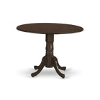 East West Furniture DLLY3-ESP-LC 3 Piece Kitchen Table Set for Small Spaces Contains a Round Dining Room Table with Dropleaf and 2 Faux Leather Upholstered Chairs, 42x42 Inch, Espresso