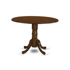East West Furniture DLLY3-ESP-W 3 Piece Dining Table Set for Small Spaces Contains a Round Dining Room Table with Dropleaf and 2 Wooden Seat Chairs, 42x42 Inch, Espresso