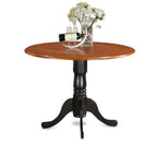East West Furniture DLNI3-BCH-W 3 Piece Dining Set Contains a Round Dining Room Table with Dropleaf and 2 Kitchen Chairs, 42x42 Inch, Black & Cherry