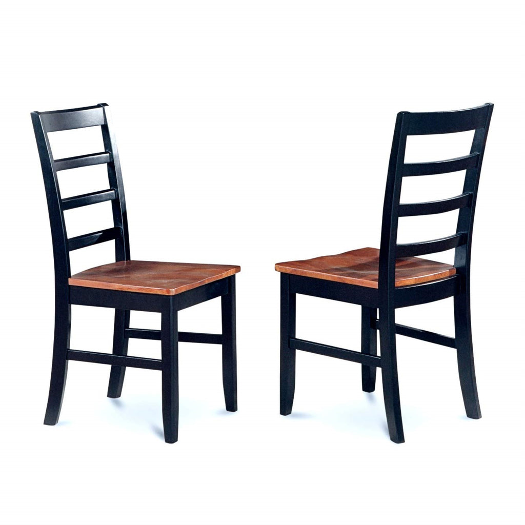 East West Furniture DLPF5-BCH-W 5 Piece Dinette Set for 4 Includes a Round Dining Room Table with Dropleaf and 4 Dining Chairs, 42x42 Inch, Black & Cherry