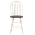 Sunset Trading Andrews Arrowback 24 Barstool - Antique White and Brown Solid Wood Counter Height Stool - Set of 2