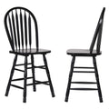 Sunset Trading Selections Arrowback 24 Barstool - Distressed Black Solid Wood Counter Height Stool - Set of 2