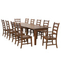 Sunset Trading Simply Brook 11 Piece 134 Inch  Rectangular Extendable Table Dining Set | Amish Brown | Seats 12
