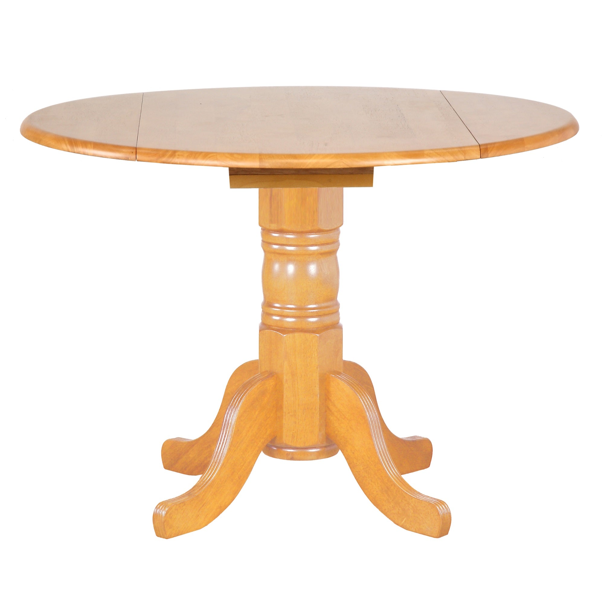 Sunset Trading Oak Selections 42 Round Extendable Drop Leaf Dining Table | Light Oak | Seats 6
