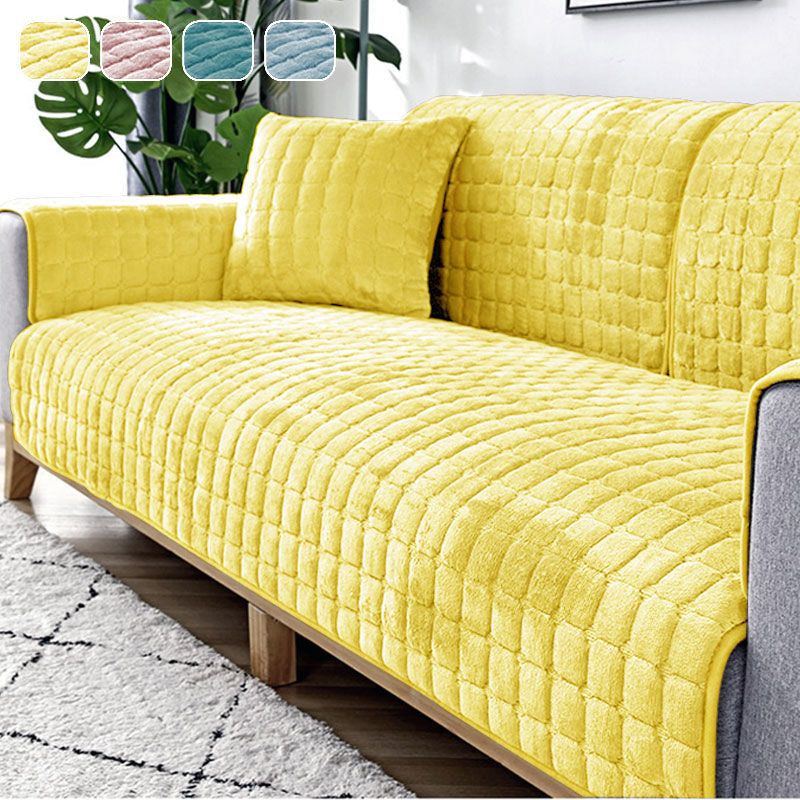 Plush Winter Thick Non-Slip Sofa Cover, Flannel Couch Seat Pad Universal Sofa Protector