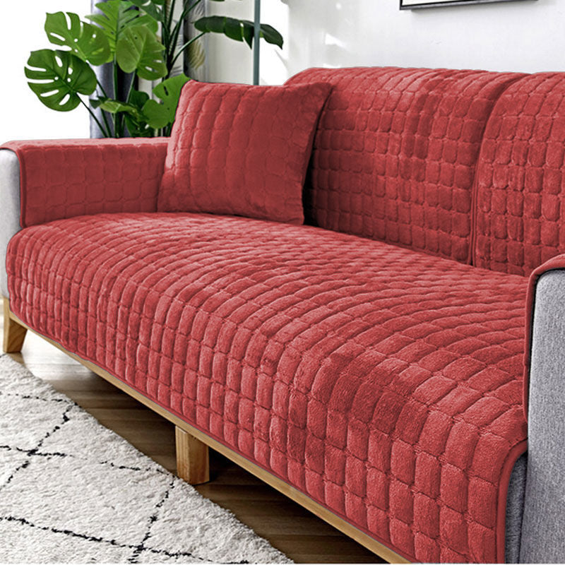 Plush Winter Thick Non-Slip Flannel Sofa Seat Pad, Universal Sofa Towel Decoration Cover