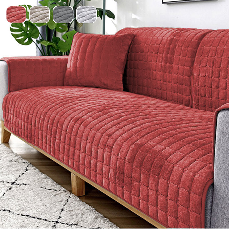 Plush Winter Thick Non-Slip Flannel Sofa Seat Pad, Universal Sofa Towel Decoration Cover