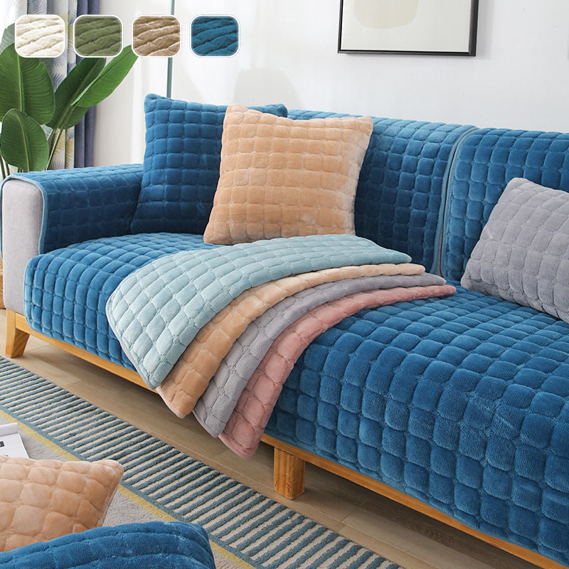 Plush Winter Thick Non-Slip Sofa Seat Pad Flannel Universal Decoration Couch Cover