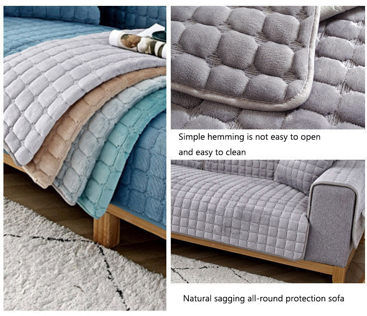Plush Winter Thick Non-Slip Sofa Cover, Flannel Couch Seat Pad Universal Sofa Protector