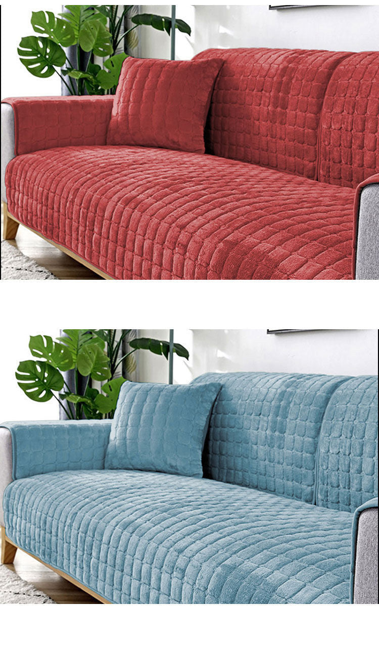 Plush Winter Thick Non-Slip Sofa Cover, Flannel Couch Seat Pad Universal Sofa Protector