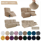 KAS Elastic Recliner Sofa Cover in Velvet Fabric - Fits 1/2/3/4 Seats - Ideal for Lazy Boy Recliner Chairs