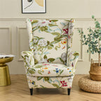 Stretch Spandex Nordic Floral Removable Wing Chair Cover, Relaxing Seat Covers Slipcovers for Armchairs