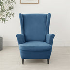 Velvet Wing Chair Cover Stretch Spandex Wingback Chair Cover Elastic Armchair Cover Sofa Covers with Seat Cushion Cover