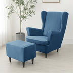 Velvet Wing Chair Cover Stretch Spandex Wingback Chair Cover Elastic Armchair Cover Sofa Covers with Seat Cushion Cover