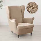 Velvet Wing Chair Cover Stretch Spandex Wingback Chair Cover Elastic Armchair Cover Sofa Covers with Seat Cushion Cover