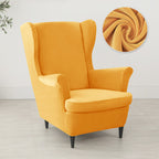 Velvet Wing Chair Cover Stretch Spandex Wingback Chair Cover Elastic Armchair Cover Sofa Covers with Seat Cushion Cover