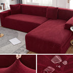 Waterproof Sofa Covers for 1/2/3/4 Seater Jacquard Solid Couches Elastic L Shaped Sofa Cover for Living Room Armchair and Couch