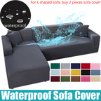 Water Resistant Sofa Cover for Living Room - Elastic Solid L Shaped Corner Sofa Cover - Fits 1/2/3/4 Seater Sofa, Couch, Armchair