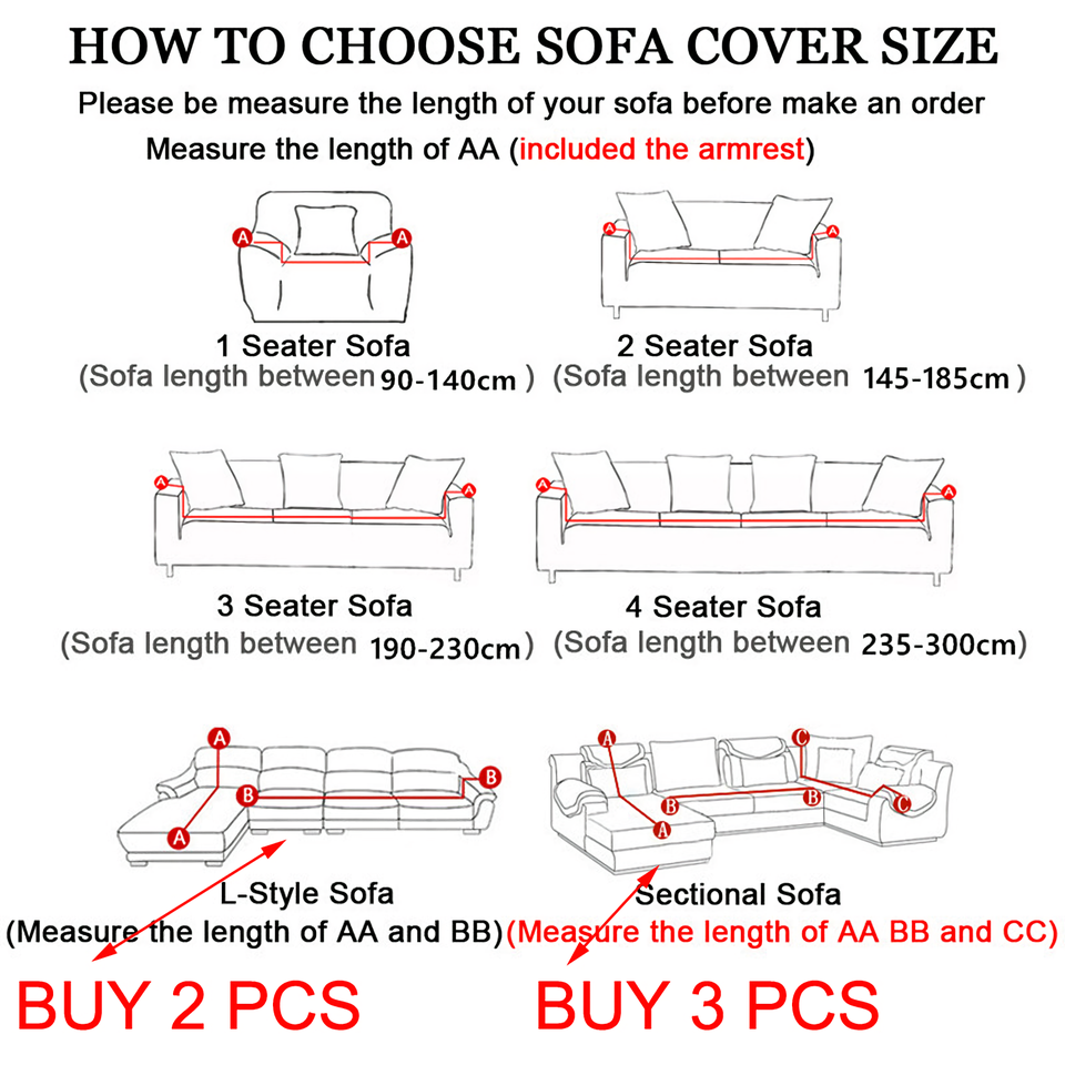 Water Resistant Sofa Cover for Living Room - Elastic Solid L Shaped Corner Sofa Cover - Fits 1/2/3/4 Seater Sofa, Couch, Armchair