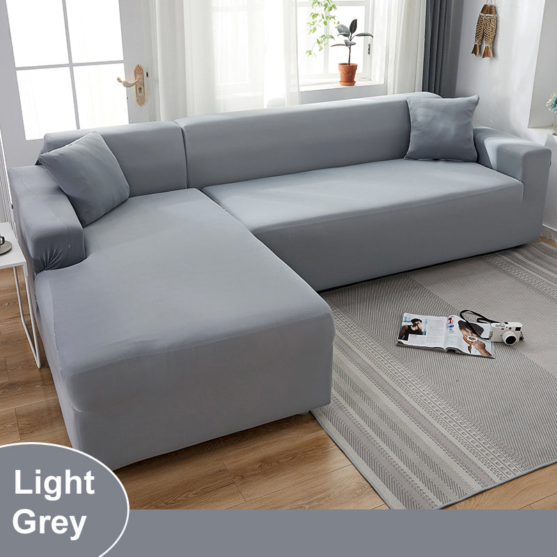 Water Resistant Sofa Cover for Living Room - Elastic Solid L Shaped Corner Sofa Cover - Fits 1/2/3/4 Seater Sofa, Couch, Armchair