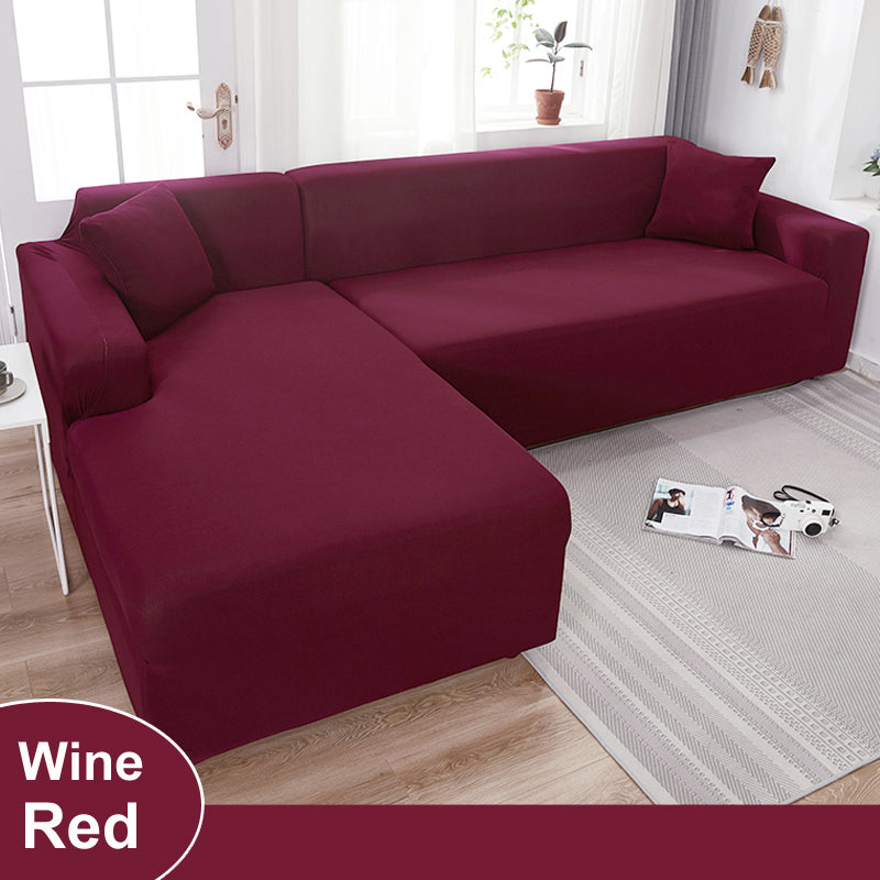 Water Resistant Sofa Cover for Living Room - Elastic Solid L Shaped Corner Sofa Cover - Fits 1/2/3/4 Seater Sofa, Couch, Armchair