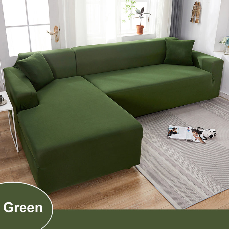 Water Resistant Sofa Cover for Living Room - Elastic Solid L Shaped Corner Sofa Cover - Fits 1/2/3/4 Seater Sofa, Couch, Armchair