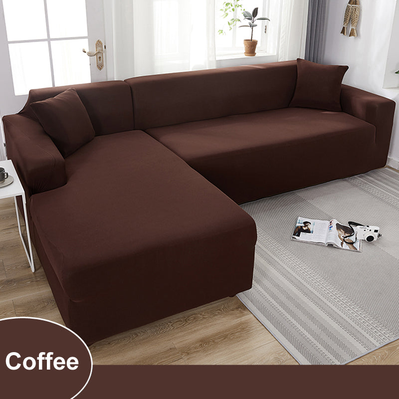 Water Resistant Sofa Cover for Living Room - Elastic Solid L Shaped Corner Sofa Cover - Fits 1/2/3/4 Seater Sofa, Couch, Armchair