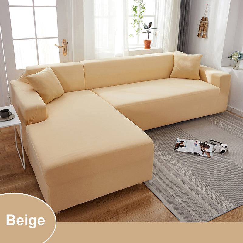 Water Resistant Sofa Cover for Living Room - Elastic Solid L Shaped Corner Sofa Cover - Fits 1/2/3/4 Seater Sofa, Couch, Armchair