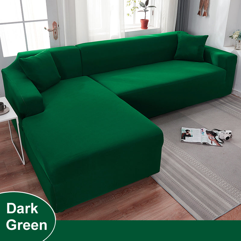 Water Resistant Sofa Cover for Living Room - Elastic Solid L Shaped Corner Sofa Cover - Fits 1/2/3/4 Seater Sofa, Couch, Armchair