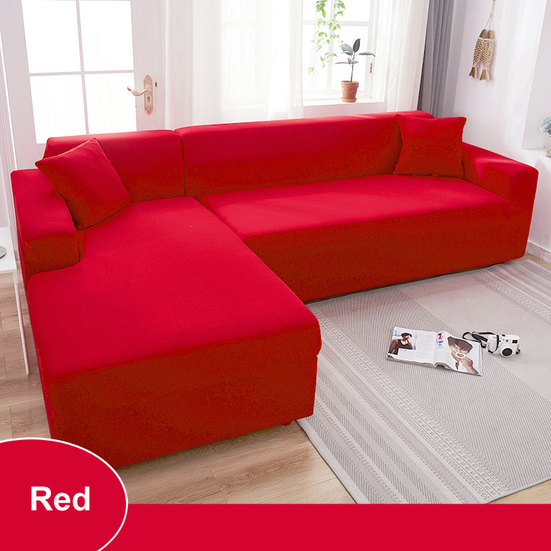 Water Resistant Sofa Cover for Living Room - Elastic Solid L Shaped Corner Sofa Cover - Fits 1/2/3/4 Seater Sofa, Couch, Armchair