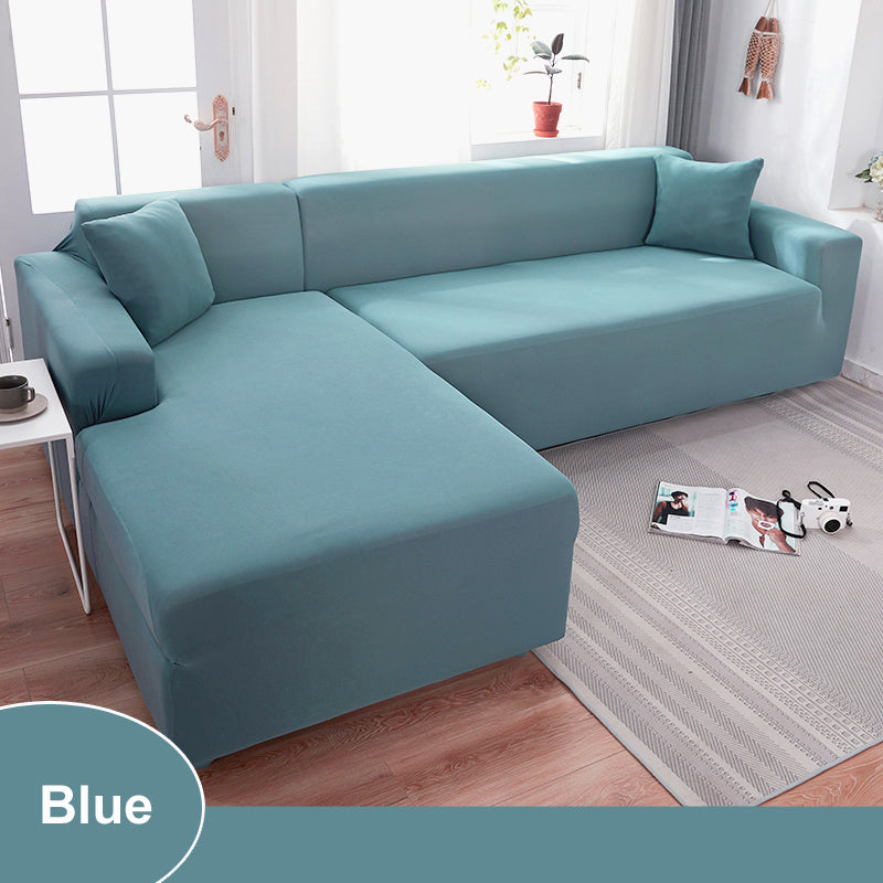 Water Resistant Sofa Cover for Living Room - Elastic Solid L Shaped Corner Sofa Cover - Fits 1/2/3/4 Seater Sofa, Couch, Armchair