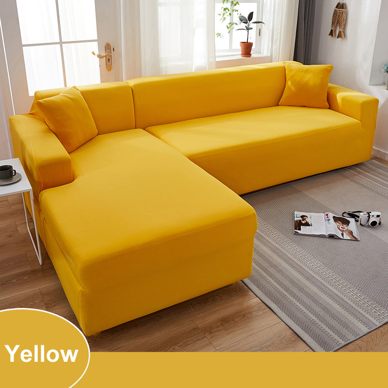 Water Resistant Sofa Cover for Living Room - Elastic Solid L Shaped Corner Sofa Cover - Fits 1/2/3/4 Seater Sofa, Couch, Armchair