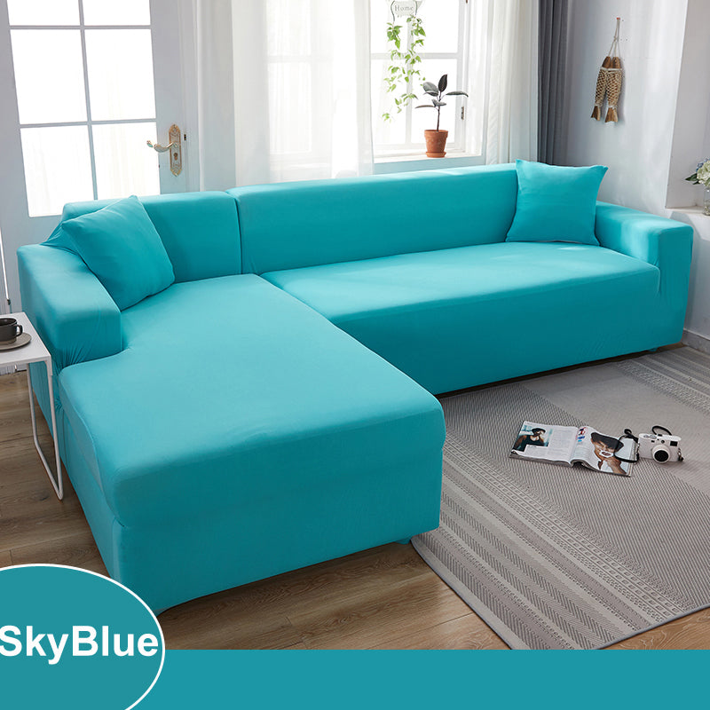 Water Resistant Sofa Cover for Living Room - Elastic Solid L Shaped Corner Sofa Cover - Fits 1/2/3/4 Seater Sofa, Couch, Armchair