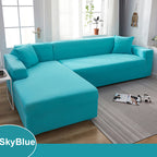 Water Resistant Sofa Cover for Living Room - Elastic Solid L Shaped Corner Sofa Cover - Fits 1/2/3/4 Seater Sofa, Couch, Armchair
