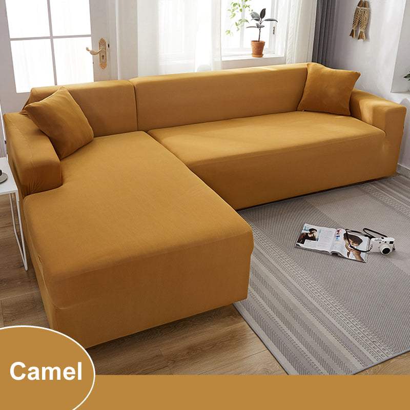 Water Resistant Sofa Cover for Living Room - Elastic Solid L Shaped Corner Sofa Cover - Fits 1/2/3/4 Seater Sofa, Couch, Armchair