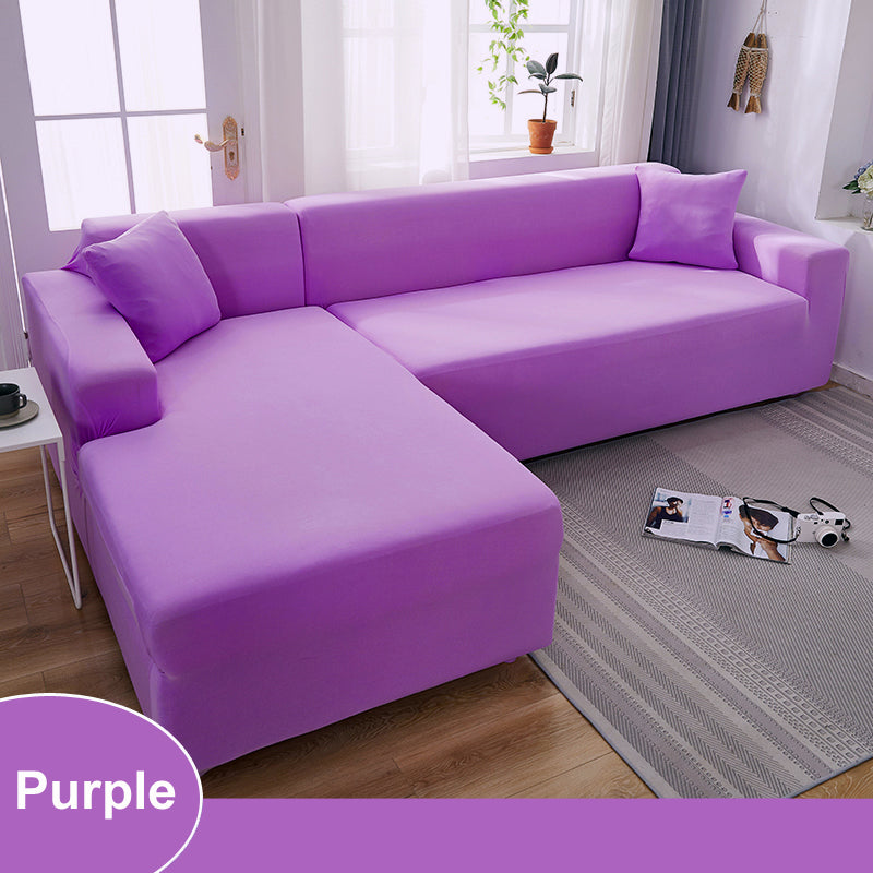 Water Resistant Sofa Cover for Living Room - Elastic Solid L Shaped Corner Sofa Cover - Fits 1/2/3/4 Seater Sofa, Couch, Armchair
