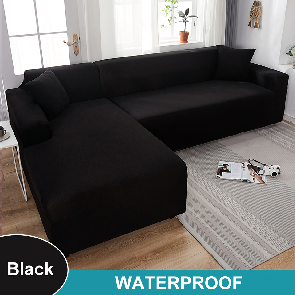 Water Resistant Sofa Cover for Living Room - Elastic Solid L Shaped Corner Sofa Cover - Fits 1/2/3/4 Seater Sofa, Couch, Armchair