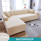 Water Resistant Sofa Cover for Living Room - Elastic Solid L Shaped Corner Sofa Cover - Fits 1/2/3/4 Seater Sofa, Couch, Armchair