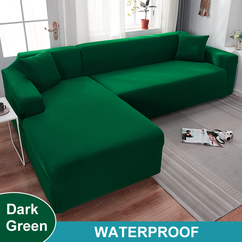 Water Resistant Sofa Cover for Living Room - Elastic Solid L Shaped Corner Sofa Cover - Fits 1/2/3/4 Seater Sofa, Couch, Armchair