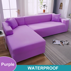 Water Resistant Sofa Cover for Living Room - Elastic Solid L Shaped Corner Sofa Cover - Fits 1/2/3/4 Seater Sofa, Couch, Armchair