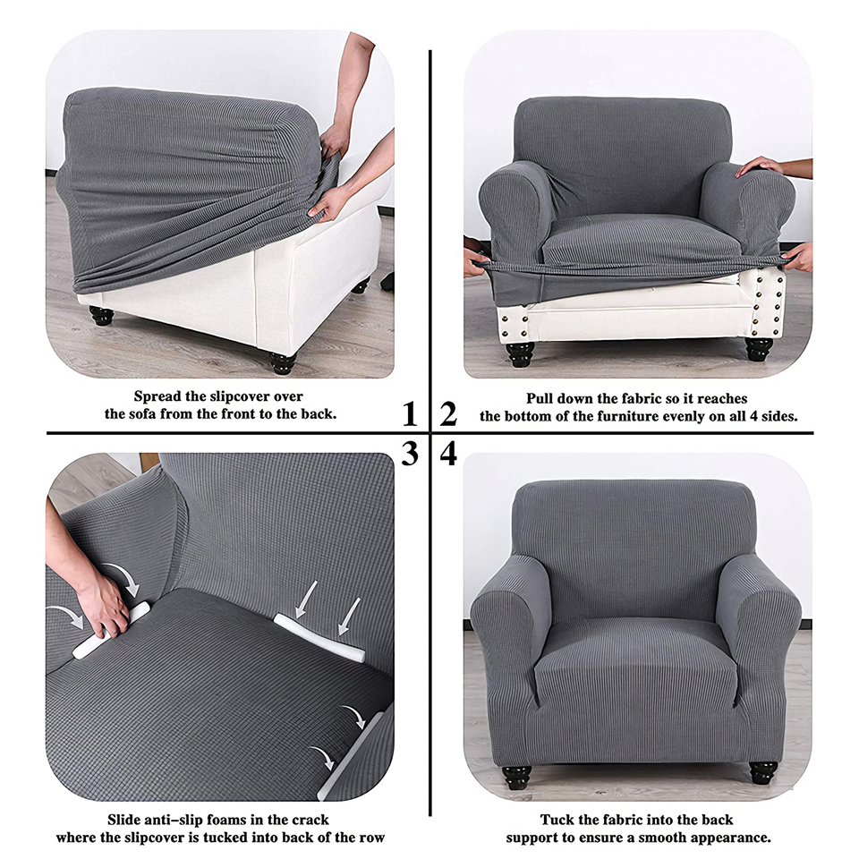 KAS Armchair Cover 4-Styles Elastic Sofa Cover Couch Covers for Living Room Stretchable Slipcover for Chairs - 1 Seater Chair Slip Cover