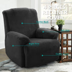 KAS Soft Plush Velvet Recliner Chair Cover - Fleece Armchair Slipcover with Pocket - 4 Pieces Furniture Cover Protector for Reclining Chair