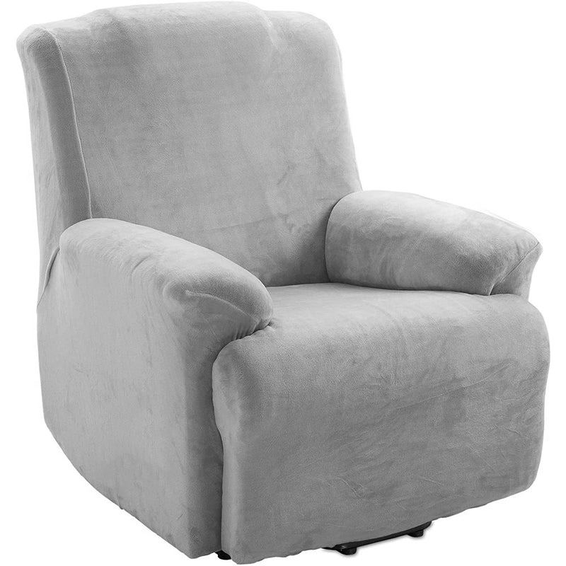 KAS Soft Plush Velvet Recliner Chair Cover - Fleece Armchair Slipcover with Pocket - 4 Pieces Furniture Cover Protector for Reclining Chair