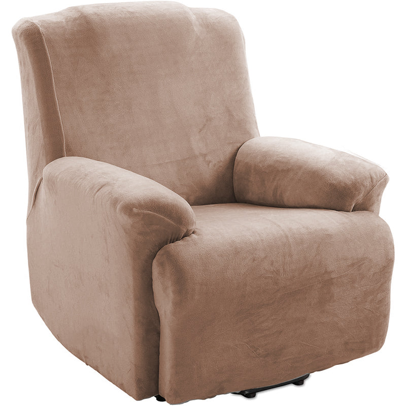 KAS Soft Plush Velvet Recliner Chair Cover - Fleece Armchair Slipcover with Pocket - 4 Pieces Furniture Cover Protector for Reclining Chair